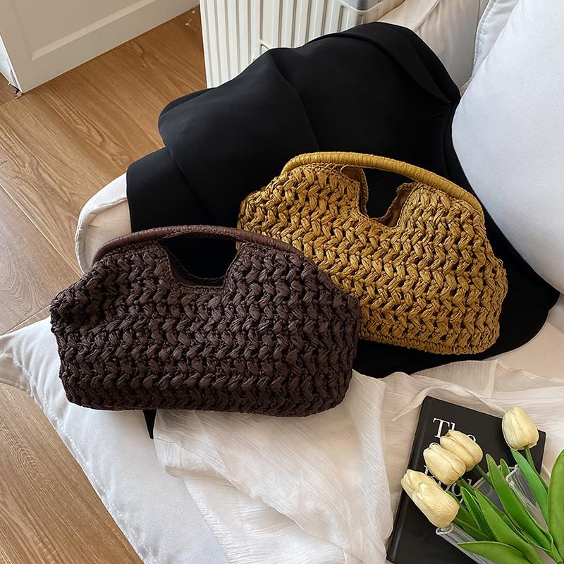 Hollow Out Design Handbag For Women Big Capacity Summer Beach Travel With Lock Closure