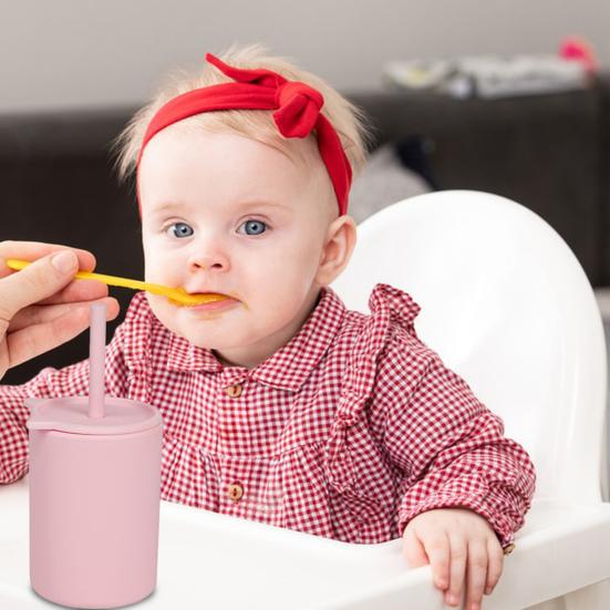 150ml Kids Toddler Cups with Lid And Straws Reusable Spill Proof Cups for Kids Unbreakable Silicone Children Sippy Cup