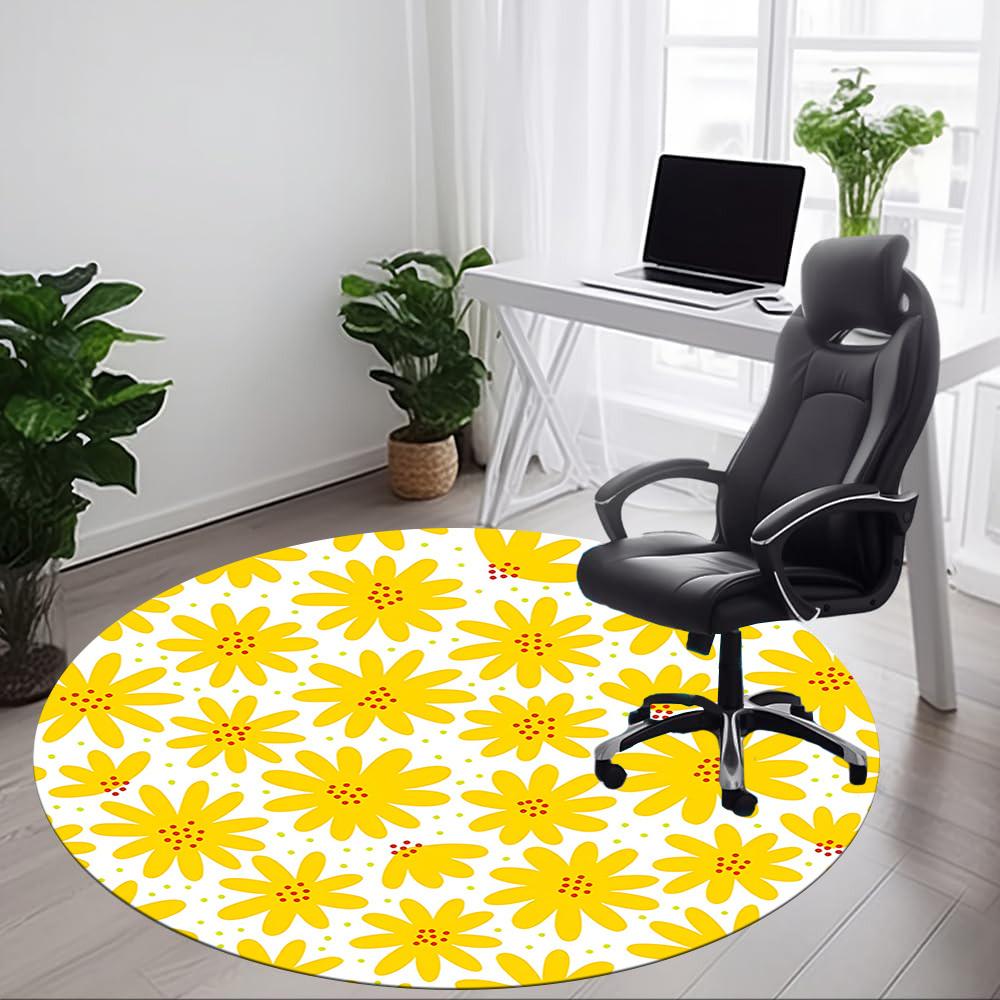 1pc Flower Pattern Office Round Area Rug, Mat Suitable For Office, Under Office Chairs Bedroom Living Room Home Decor, Room Deco