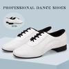 Men's International Standard Latin Genuine Leather Dance Shoes Ethnic Dance Salsa Jazz Modern Dance Shoes Men's Casual Leather Shoes Heel Height 2.5CM