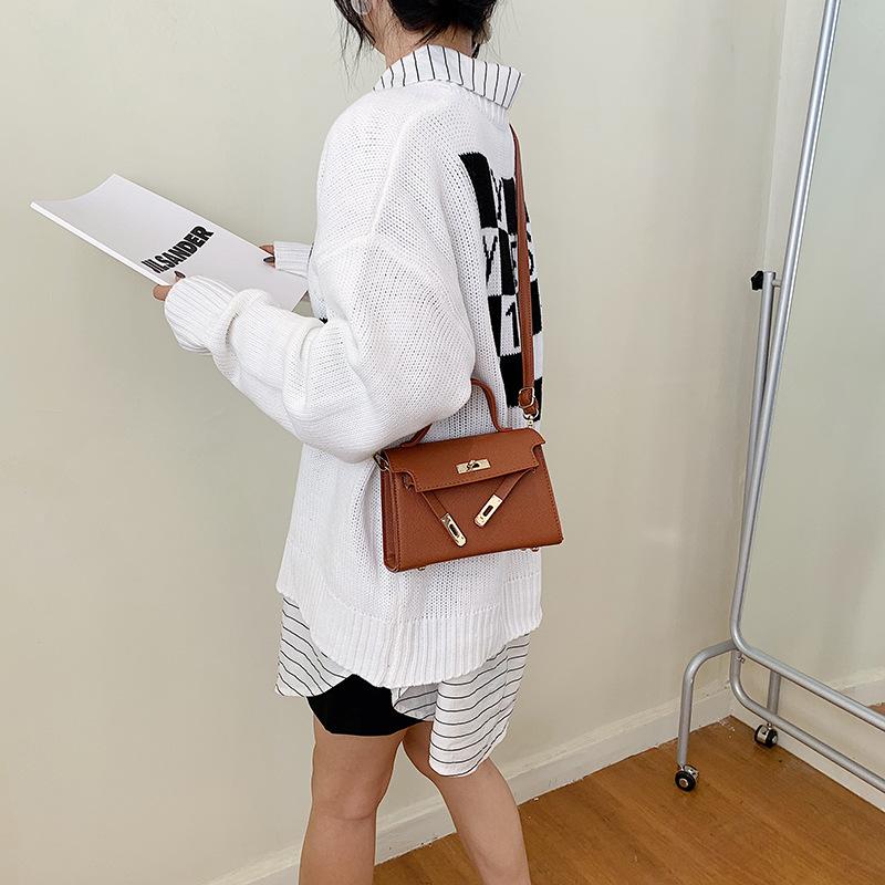 Minimalist Faux Leather Lock Closure Shoulder Bag for Women Trendy Crossbody Purse