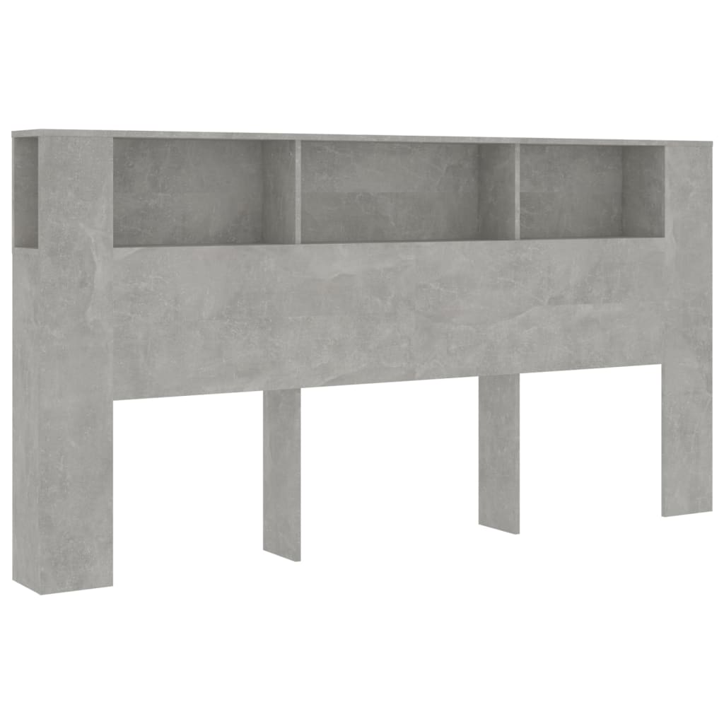 Headboard with Shelves Concrete Grey 200 X 18.5 X 104.5 Cm