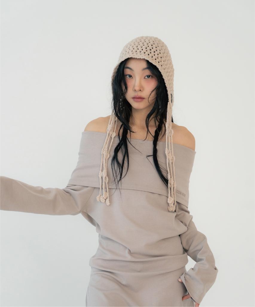 ZIZEMUSEUM Jellyfish Strap Beanie (Beige)