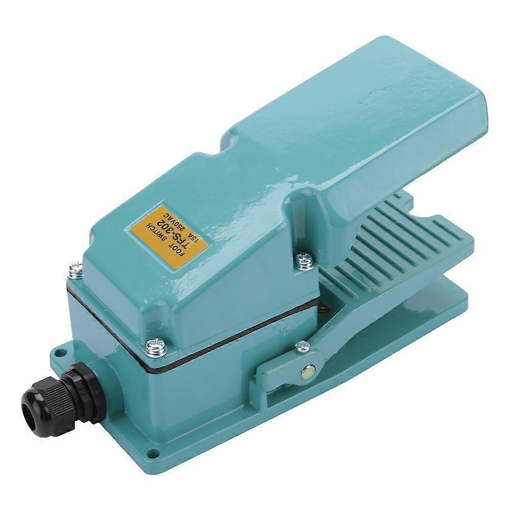 TFS-302 Momentan Elektrisk Fotpedalomkopplare, Halkfri Aluminiumkapsling, AC 250V, 15A