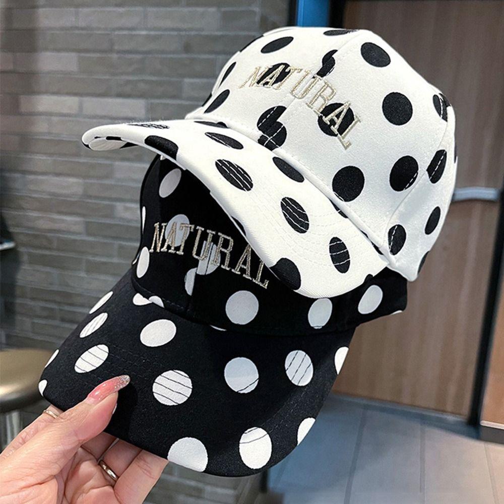Embroidered Dots and Letters Curved Brim Cap Sunshade Sun Hat New Baseball Cap Casual Wear