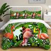 Flamingo Bettbezug Palmenblätter Bettdeckenbezug für Mädchen Jungen Teenager Süßes Tier Tropisch Botanisch Bettwäsche Set Einzelne King-Size