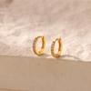 Cubic Zirconic Hoop Huggie Earrings For Women Ladies Gold Color Stainless Steel Circle Earring Jewelry Wedding Best Friend Gifts
