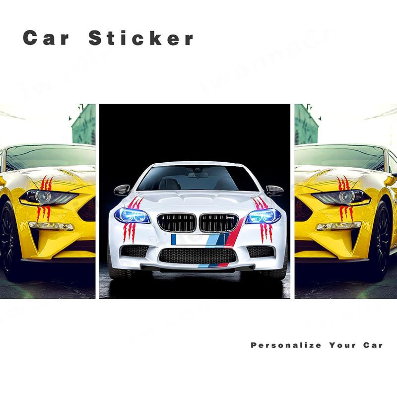2Pcs Monster Claw Markings Car Headlights Stickersstripe Scratchesdecalsvinyl Suitable For Sportspickup Trucksmotorcycles