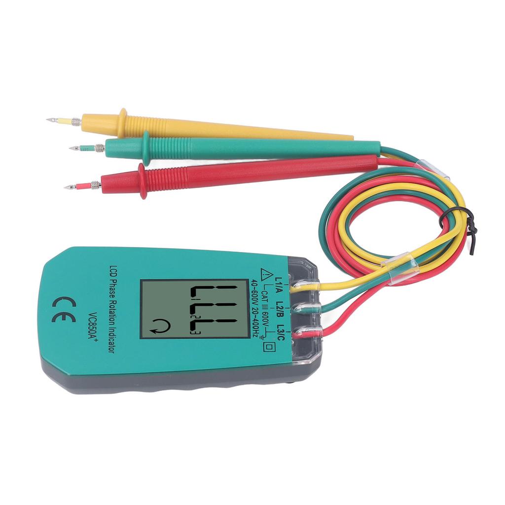 3 Phase Sequence Tester LCD Display Phase Rotation Detector Meter 40?600V for Testing