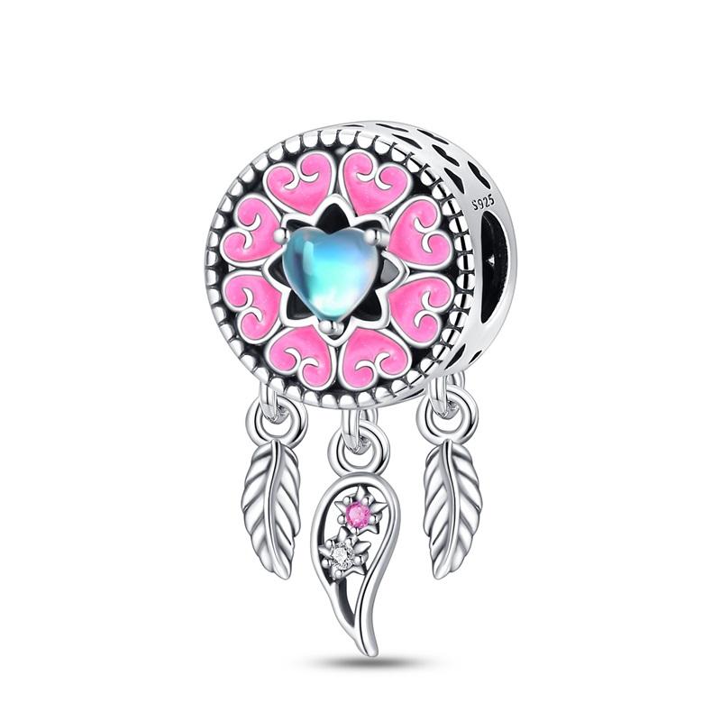 Copper Metal Colorful Dreamcatcher Charm Bead Components Pendant Bead Components Compatible With Authentic Original Bracelets Elegant Exquisite Do It