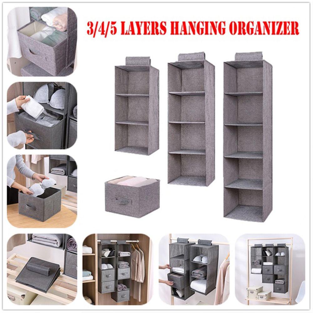 Foldable Cotton Drawer Space Saver Storage Pouch Hanging Clothes Organizer Wardrobe Storage Bags