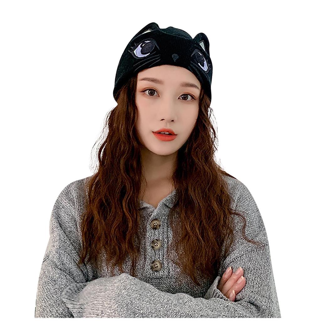 biensn.Women Winter Cute Animal Cat Hat Crochet Beanie Hats Photography Knitted Hat Cap
