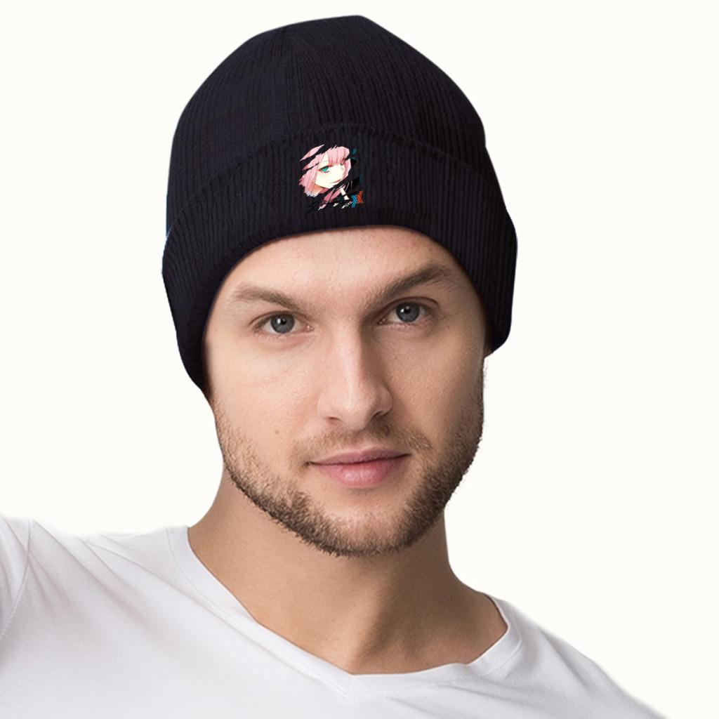 Darling In The Franxx Zero Two  Movie Knitted Caps Women's Unisex's Beanies Winter Hats  Hip Hop Cap