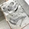 Summer Fashion European and American Pointed Toe Stiletto Transparent Waterproof Platform Wedding Super High-heeled Women's Casual Fashion Shoes