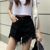 Denim Shorts Women's Summer Design Thin High Waist Ripped Raw Edge Hot Pants Trendy