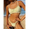 Sexy Yellow Bikini Set Women Ruffles Pleate Push Up Tie Bra Thong Swimsuit Beach Bathing Suit Holiday Swimwear