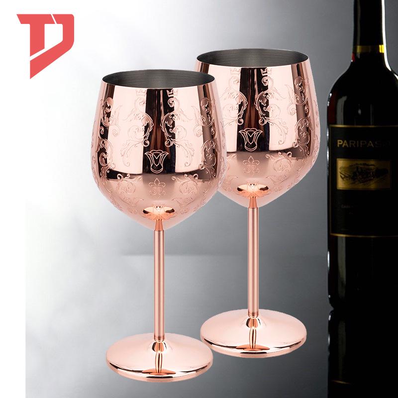 Elegante Europäische Geätzte Wein- und Champagnergläser aus Edelstahl