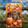 2D Flat, 1pc Thanksgiving Pumpkin Bird Farmhouse Wall Aluminum Sign, Thanksgiving Party Decor, Dining Room Wall Art, Kitchen Farmhouse Decor, Fall