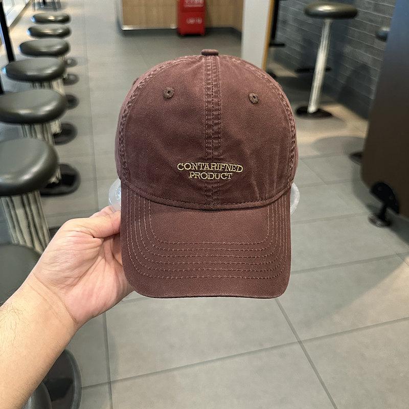 Washed and old letters simple casual baseball cap young couple spring and summer street versatile curved brim hat men