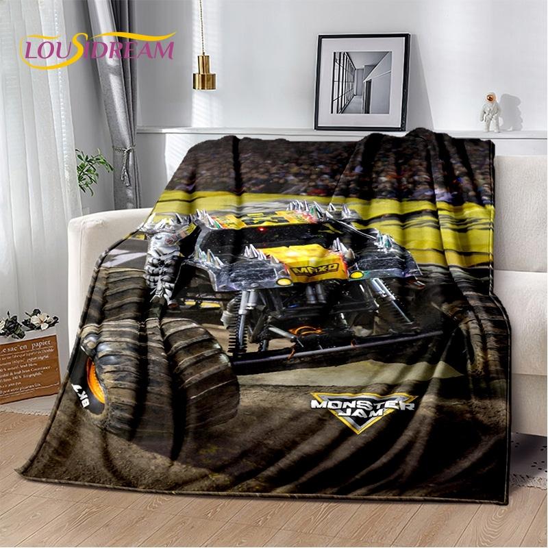 Monster Truck 3D Monster Jam Cartoon Weiche Decken, Warme Kuscheldecke Bequeme Decke für Picknick Betten Sofa Haus Schlafzimmer