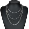 3pcs Necklace Set For Both Men And Women Hip Hop Style Stainless Steel Six Sided Grinding Cuban Chain Minimalist Jewelry