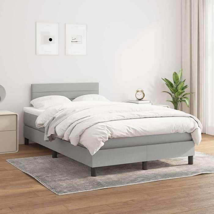 Maison Exclusive - Bettlattenrost und Matratze hellgrau 120x190 cm Stoff