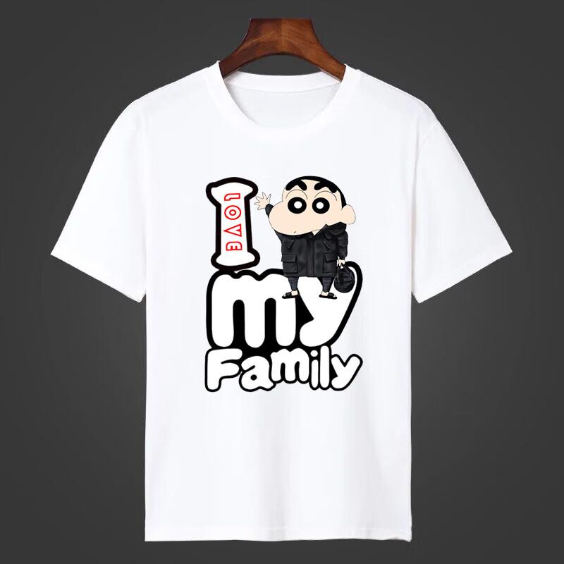 2026 Summer Comic Form Crayon Shinchan Image 100 Cotton Printed Oversize Casual Tshirt Adult Children Parentchild Top Y2k