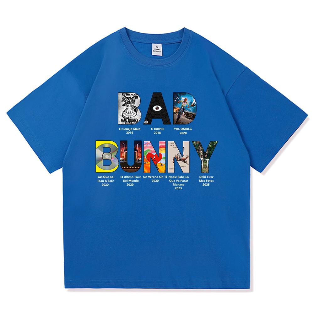 Bad Bunny Tişört 2025 Moda Erkek/Kadın Vintage Komik Kurbağa Daha Fazla Fotoğraf Çekmeliydim Tişört