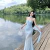 French Temperament Socialite Fishtail Long Dress Mesh Tube Top Dress Women's High-end Seaside Vacation Beach Dress