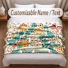 Dinosaurier-Thema Weiche Decke Personalisierter Benutzerdefinierter Name Textdruck Warme Decke Haus Sofa Schlafzimmer Dekor