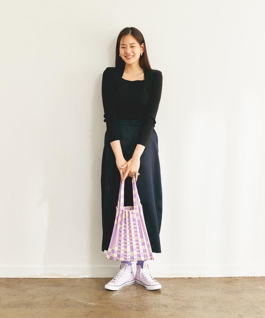 Pleatsmama Shoulder Bag Grid Purple