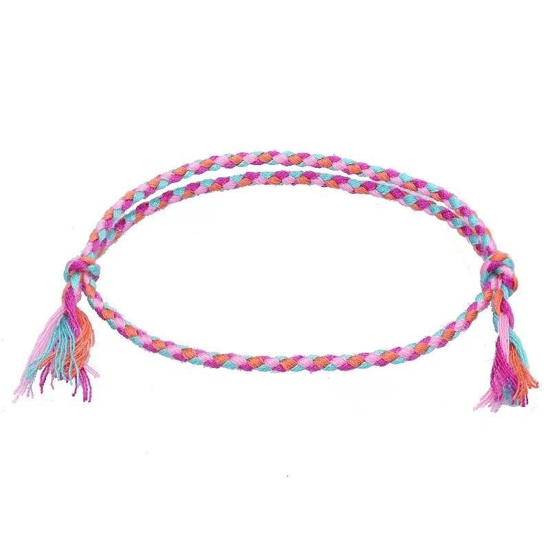 Boho Four Strand Color Handmade Waterproof Woven Thread Wrap Bracelet Simple Rope Knot Bracelet Friendship Bracelets