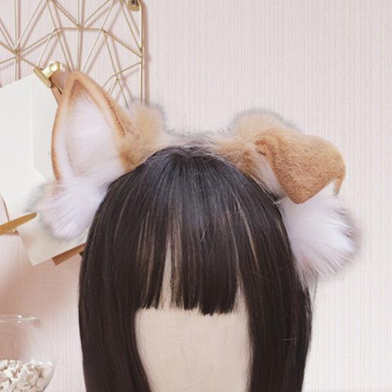 Imitatie Vossenbont Haarband met Puppyoren Pluche Stijl Rollenspel Verkleedkleding Handgemaakte Hoofdband Cosplay Requisieten