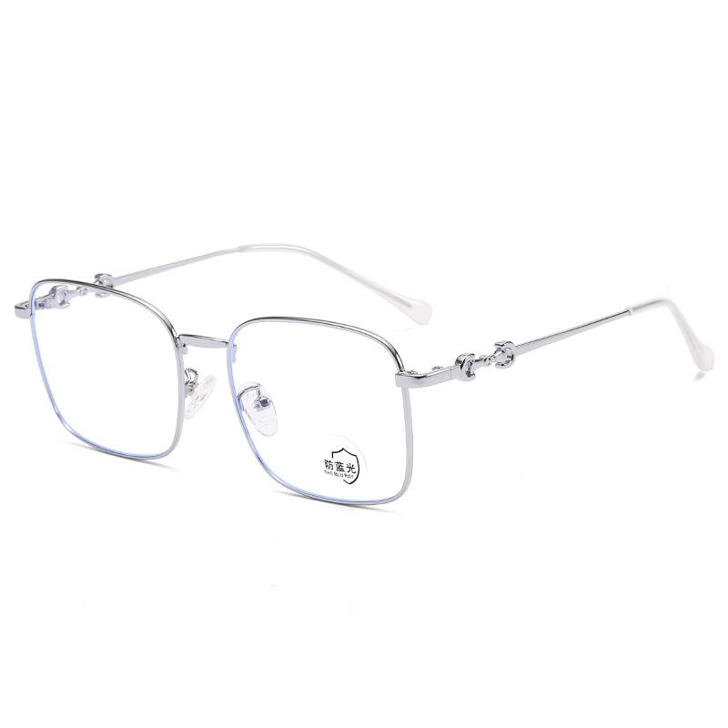 Retro Metal Box Anti-Blue Light Glasses Show Thin And Large Frame Flat Light Mirror Plain Light Mirror