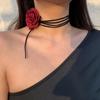 Flower Choker Soft Fabric Dress-Up Cozy Wear Chic Long Rose Collar Clavicle Chain Women Gift