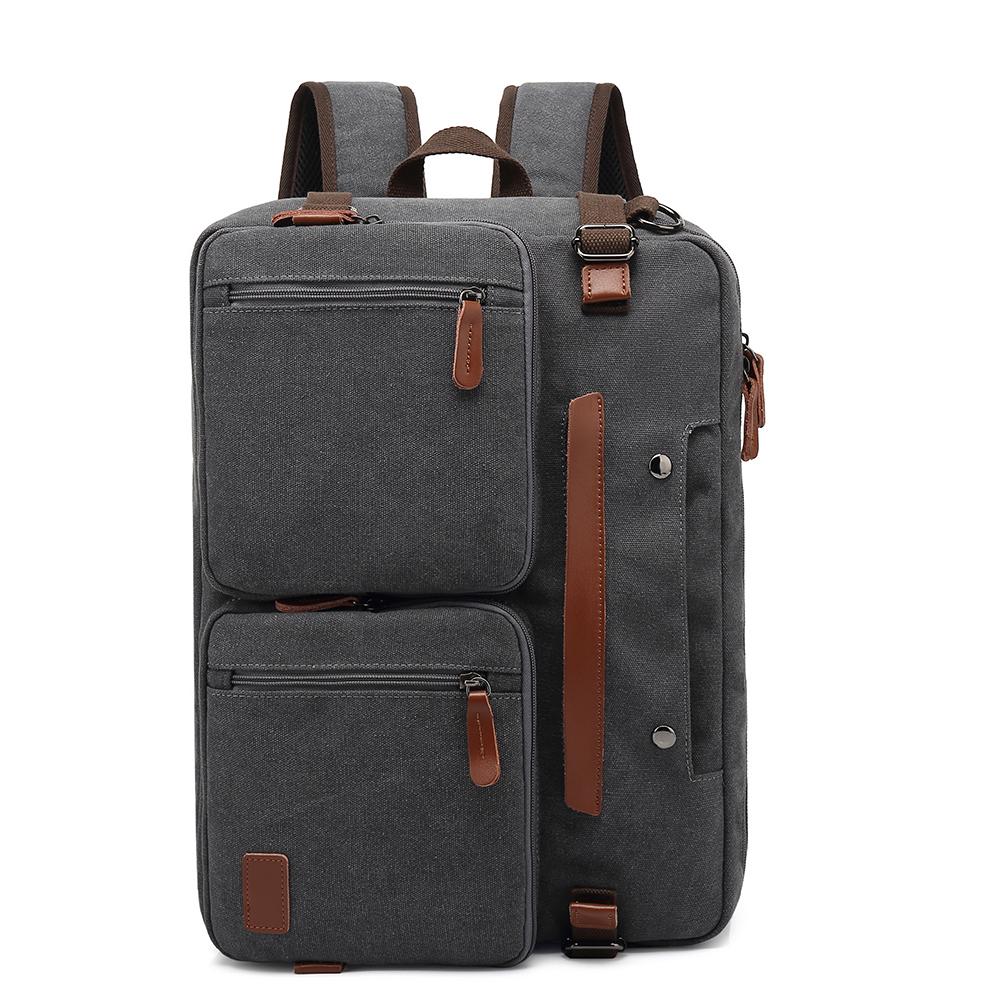 Men Backpack Cool Bell Multifunctional Canva Backpack &Shoulder Bag& Messenger Bag& Handbag 15.6/17.3 Inch Laptop Backpack