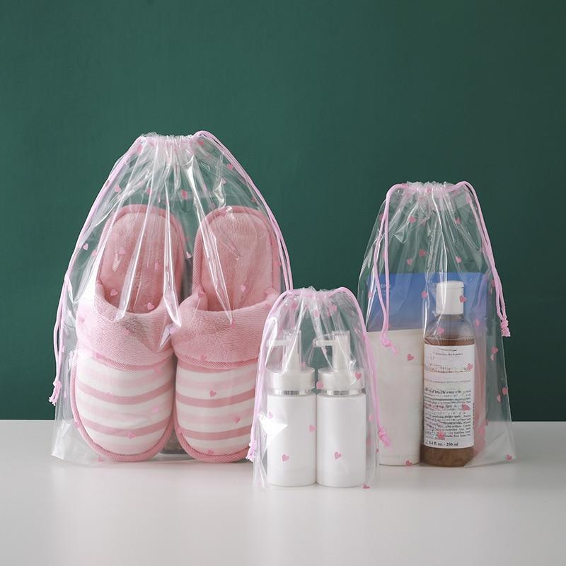 3PCS Cartoon Drawstring Bag Waterproof Travel Shoes Clothes Underwear Storage Bag Organizer Cute Wash Cosmetic Packaging Bag