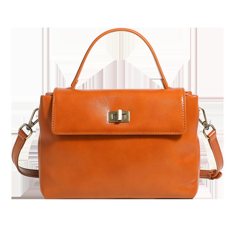Fashion Textured Cowhide Handbag Versatile Shoulder Bag Genuine Leather Commuter Messenger Bag
