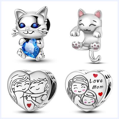 sS925 Silver DIY Beads Little Cat Series Charm Fit 3MM S925 Original Bracelet For Women Jewelry Birthday Gift