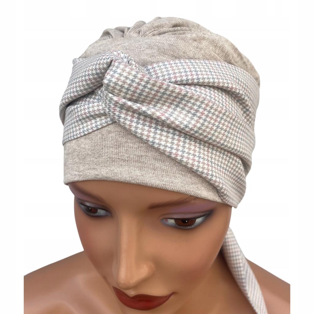 Women's Turban Lena Light Beige Knitted 532 Autumn Also After Chemotherapy