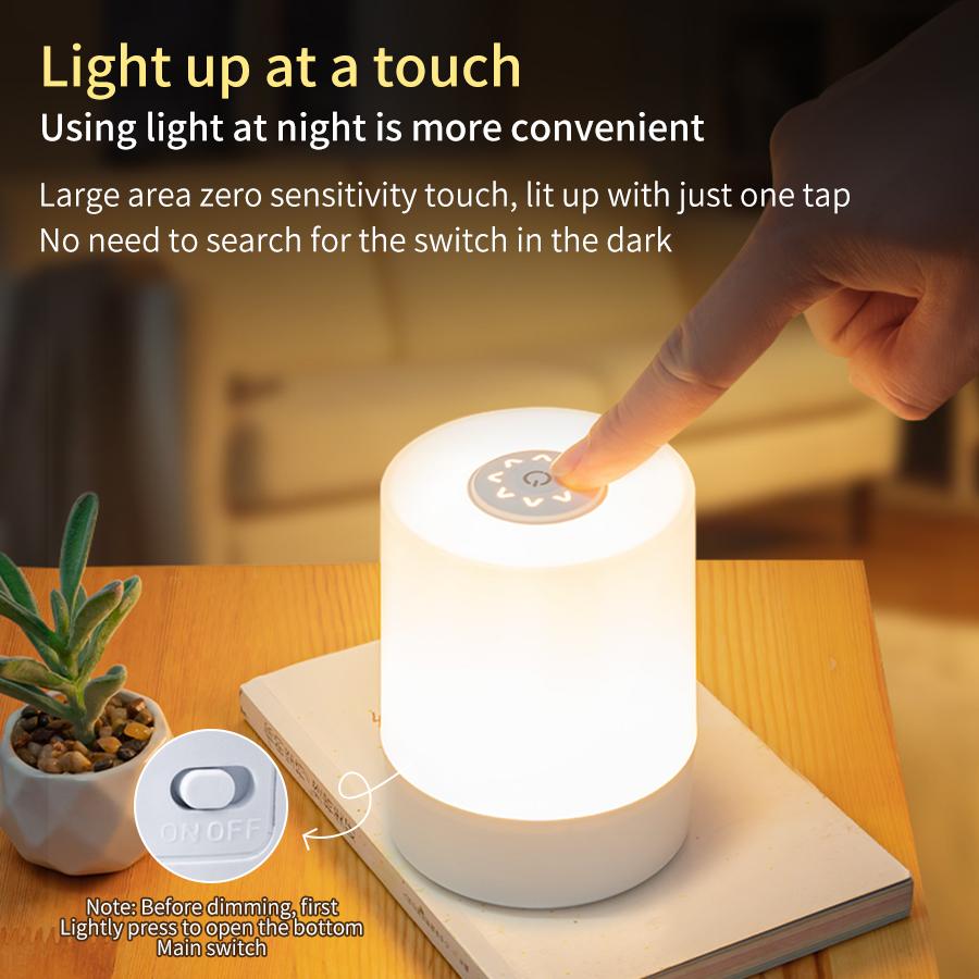 Rechargeable Touch Bedside Night Light Remote Control Switch Three Colors Lights Bedroom Portable Table Bedside Night Lamp USB LED Lamp