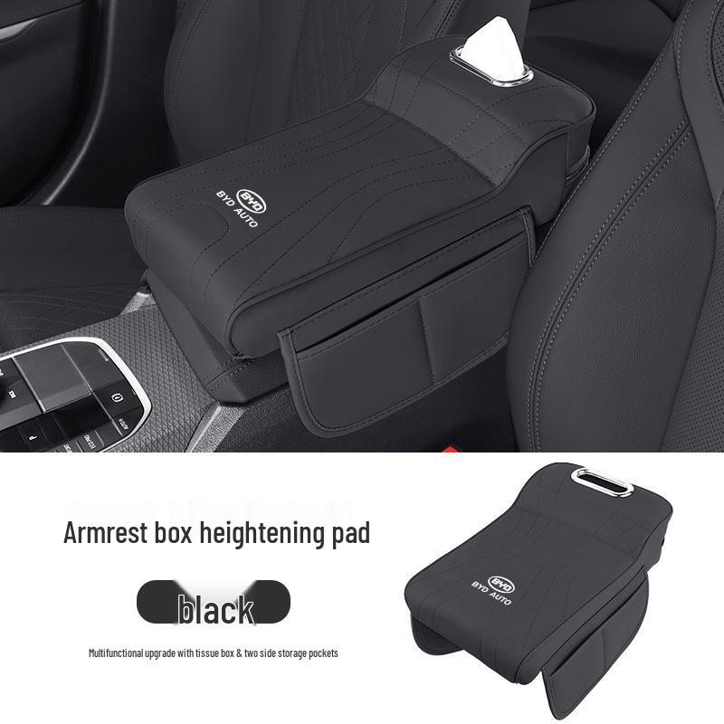 Boîte de rangement pour mouchoirs de voiture pour modèles BYD: Qin PLUS, Song Pro, Lion de Mer, Léopard de Mer, Mouette, et Tang L - Coussinet d'accoudoir.