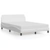 Vidaxl Bed Frame with Headboard, White, 140X200Cm, Upholstered In Faux Leather
