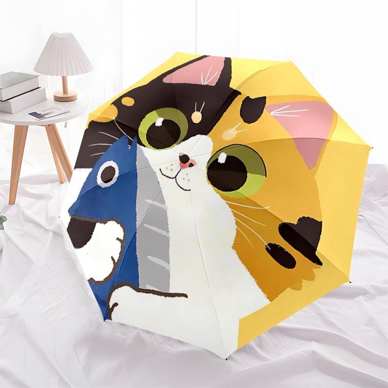 1PC Cat Fish Automatic Folding Umbrella - Compact 8-Rib Design, Durable Plastic & Iron, Lightweight for Outdoor Daily Use, Festive Gift073