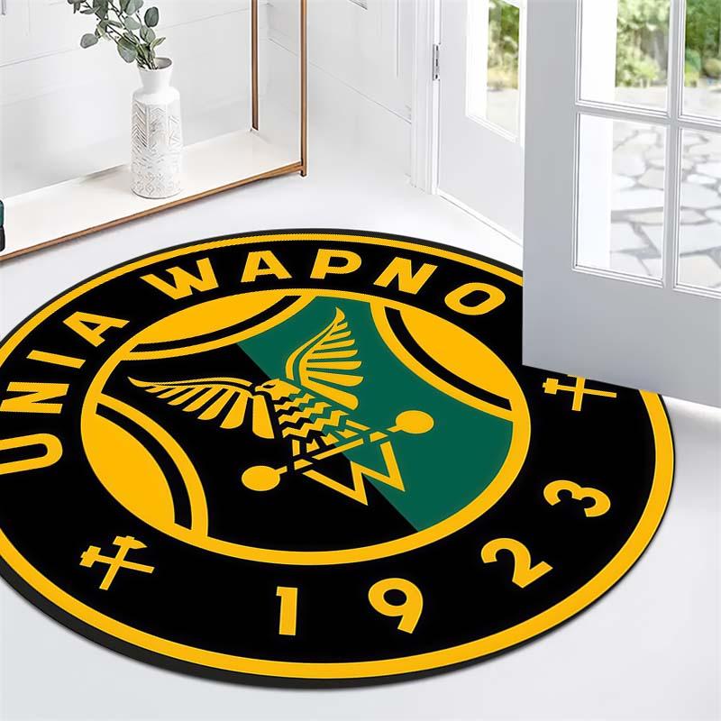 Unia Wapno Eagle Emblem Circular Area Rug Polish Football Round Floor Carpet Sports Fan Living Room Bedroom Home Decor Mat