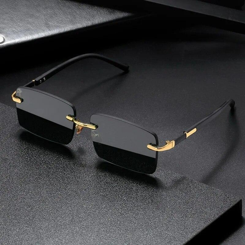 Vintage Sunglasses Male Brand Design Stylish Rimless Sun Eyeglasses Shades Cutting Lenses Ladies Frameless Glasses
