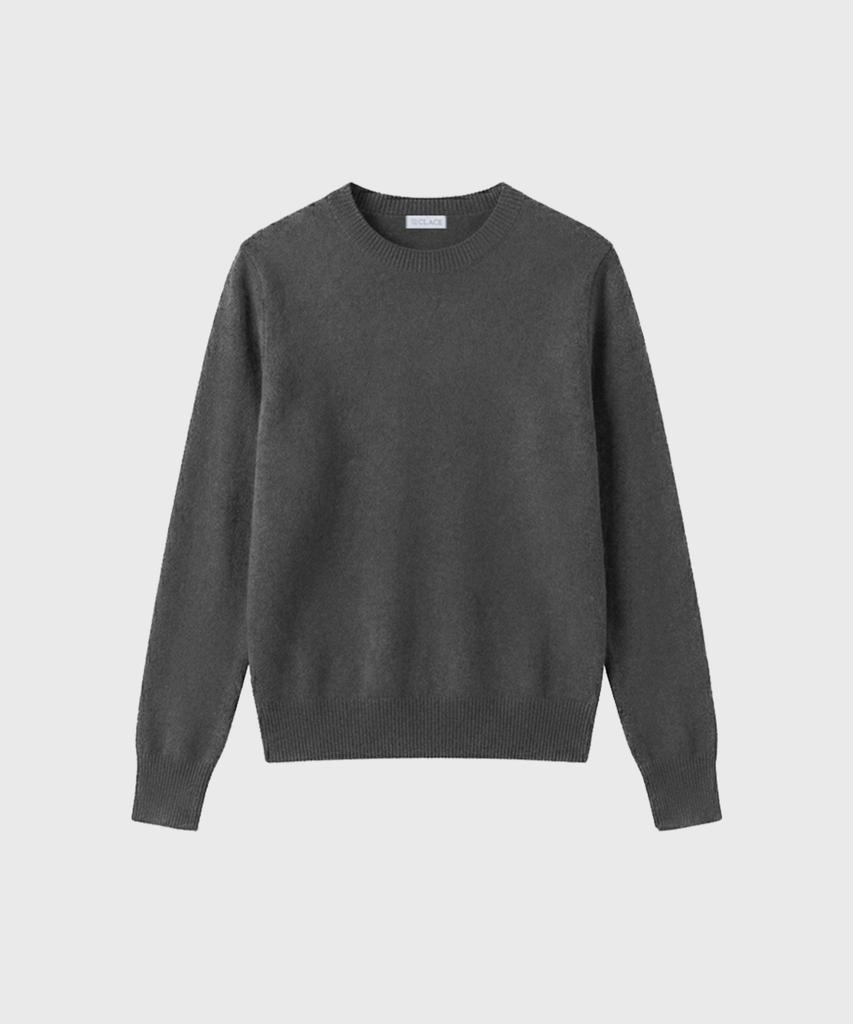 Keulleiseu 100% Wool Round Neck Knit Sweater_Charcoal