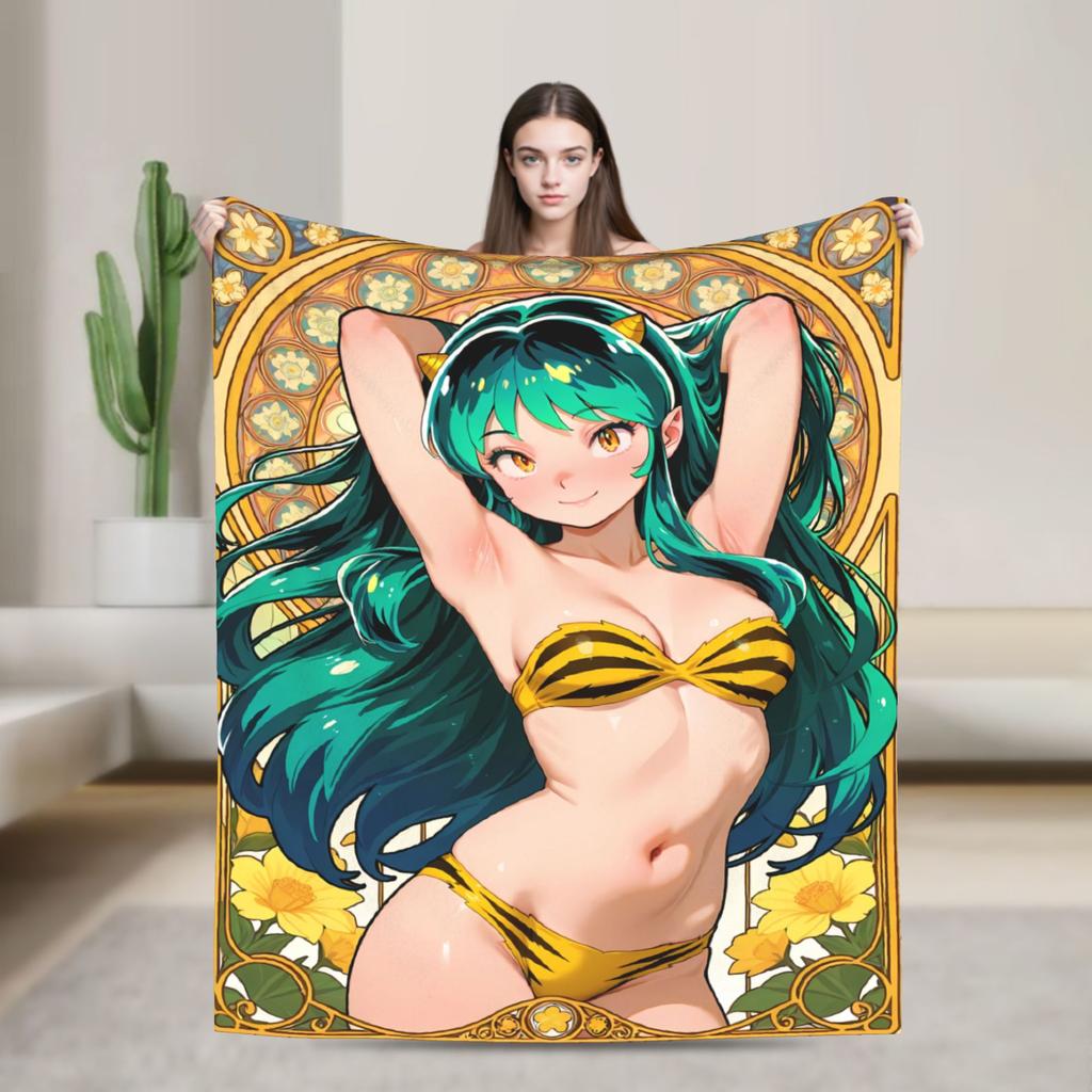 Urusei Yatsura Anime Super Soft Blanket Boy Girl Plush Throw Blanket Street Trend Home Decor Flannel Bedspread Sofa Bed Cover