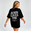 Jesus liebt dich T-Shirt Bibelvers Rückendruck Lässiges Kurzarm-T-Shirt Inspirierendes Unisex Schwarz Weiß
