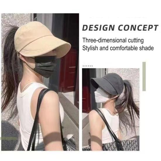 Yousheng Sonnenhüte für Damen mit breiter Krempe, UV-Schutz, Visiermütze, Sommer, Strand, verstellbar für Pferdeschwanz, faltbare Kappe zum Angeln, Wandern